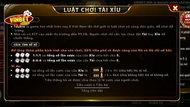 Cách chơi tài xỉu Vinbet chi tiết